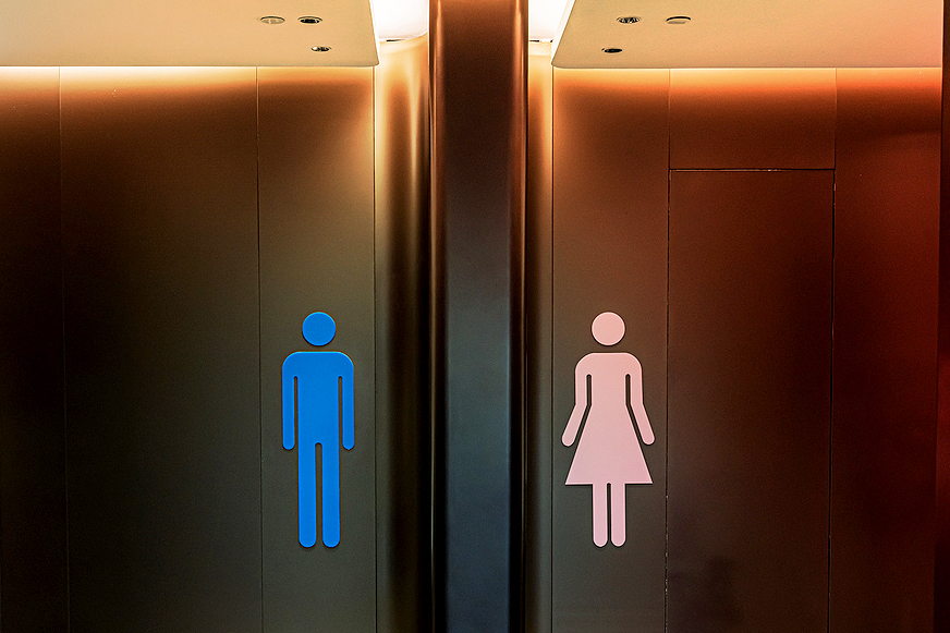 An image of a man and a woman silhouette illustrations for the restroom