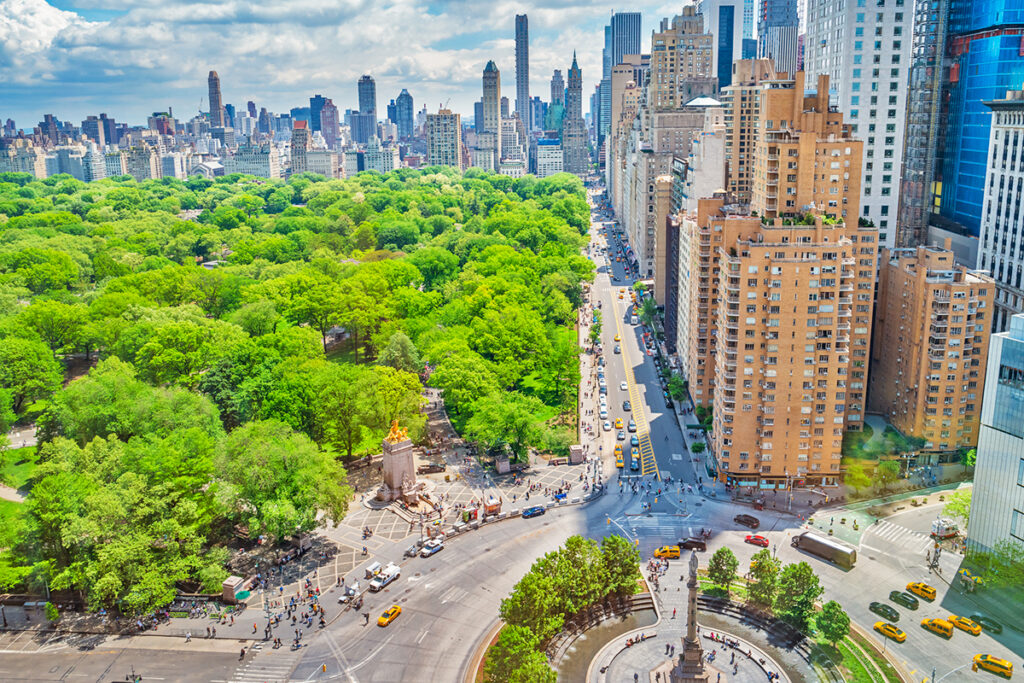 Columbus Circle in Manhattan from above