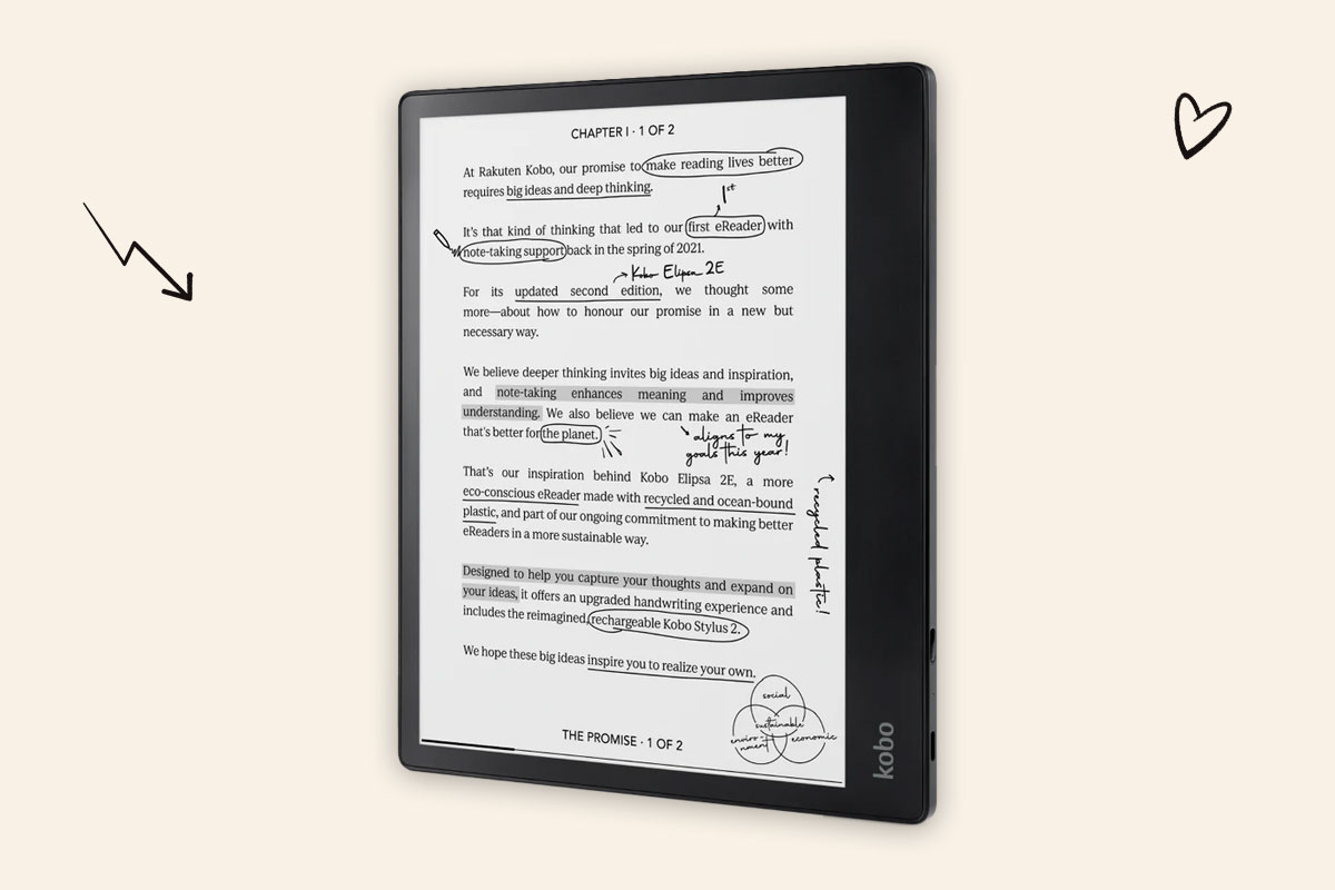 An image of the Kobo Elipsa 2E e-reader