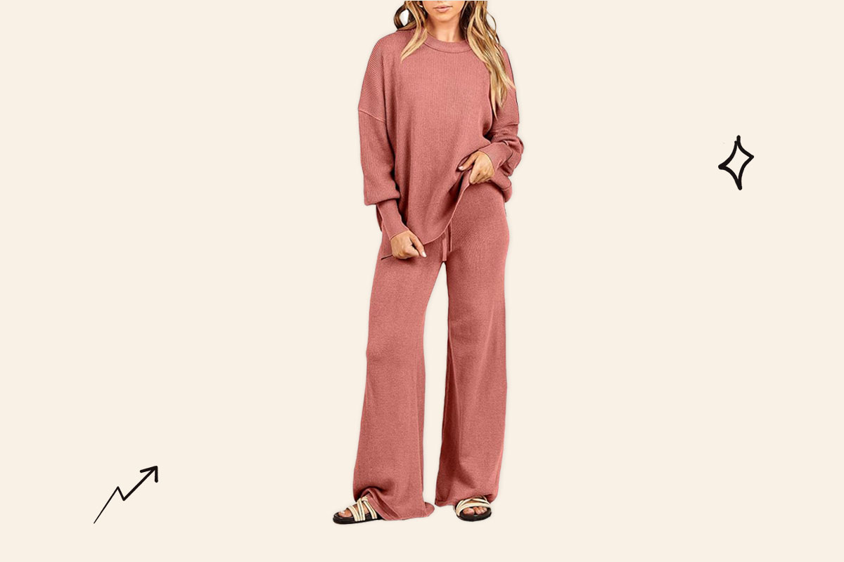 An image of Anrabess knit sweater and wide leg pants set