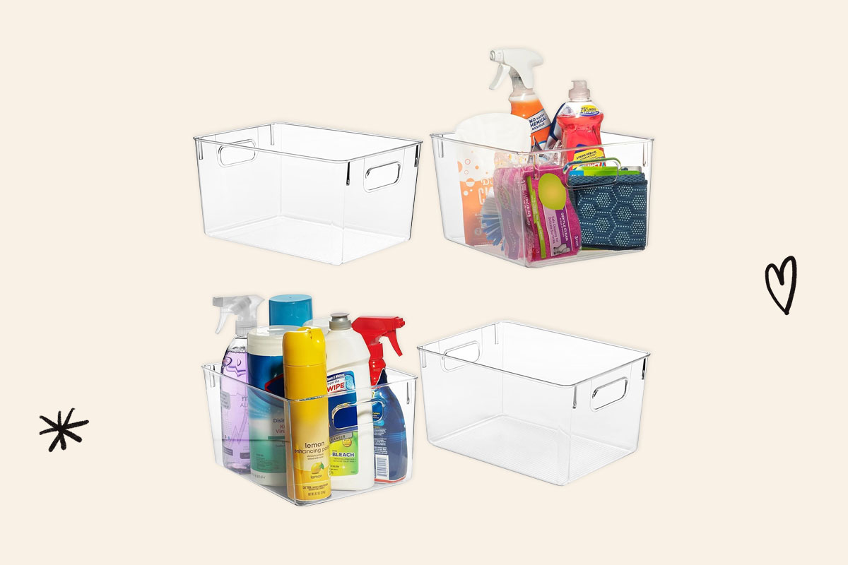 An image of clear storage bins