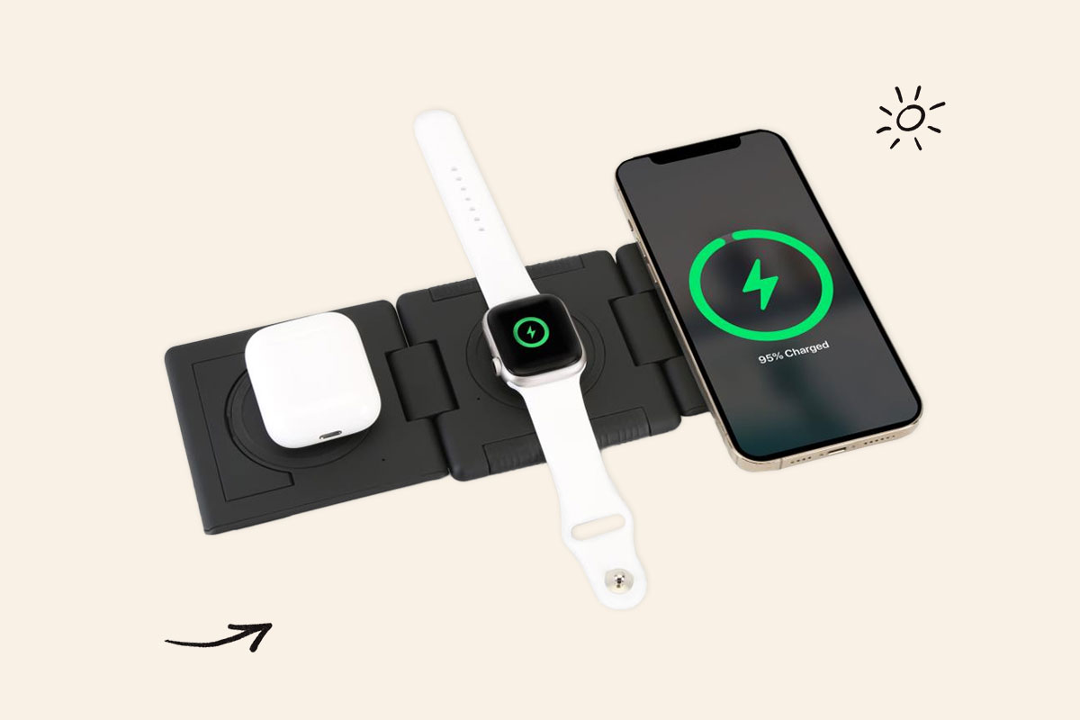 An image of Hammacher foldable wireless travel charger