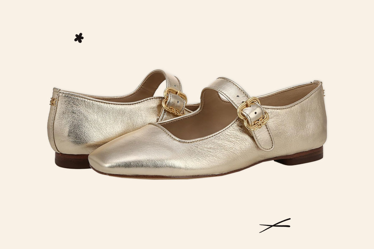 An image of Sam Edelman Michaela gold mary janes