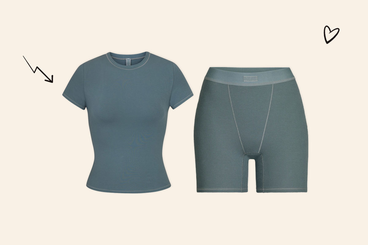 An image of Skims cotton t-shirt and boxer set