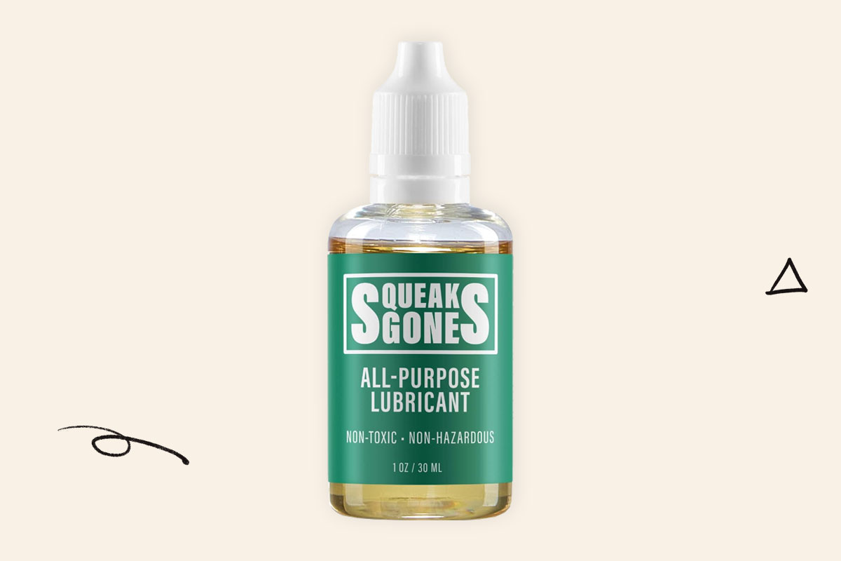 A photo of the Squeaks Gone Lubricant Oil bottle