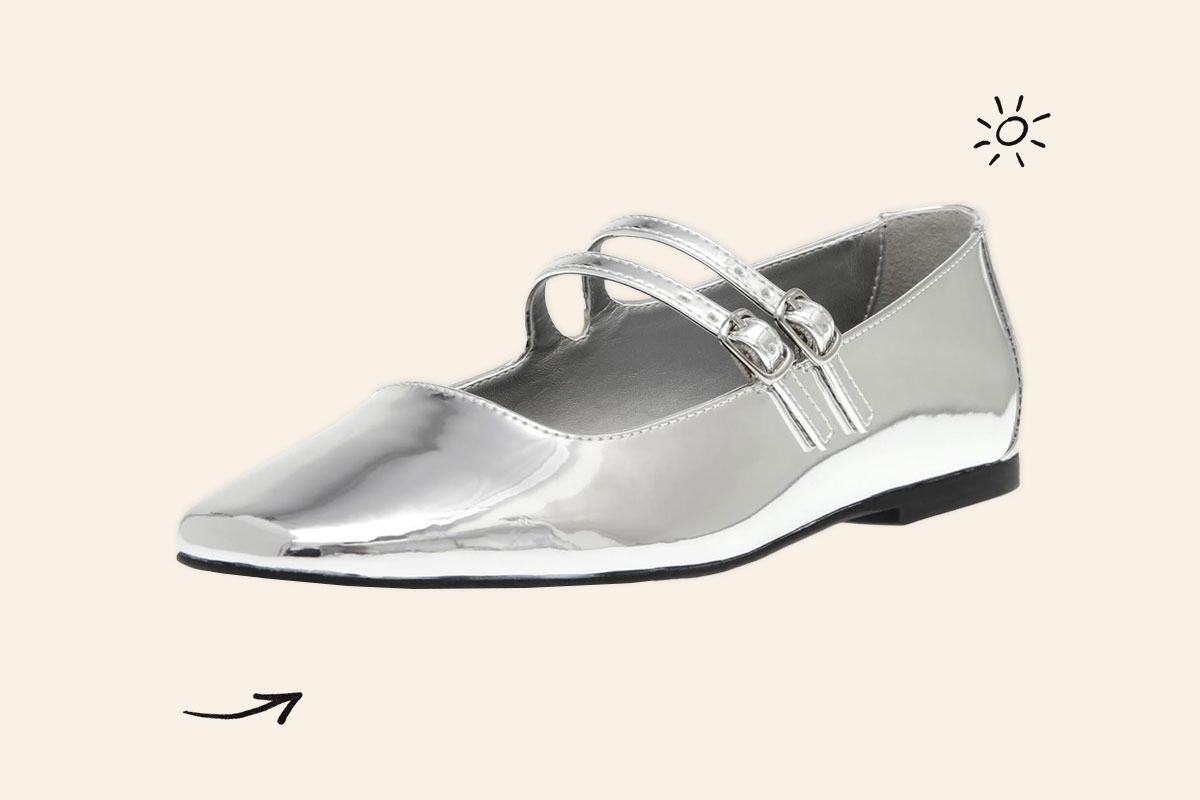An image of Steve Madden Silver Mary Janes