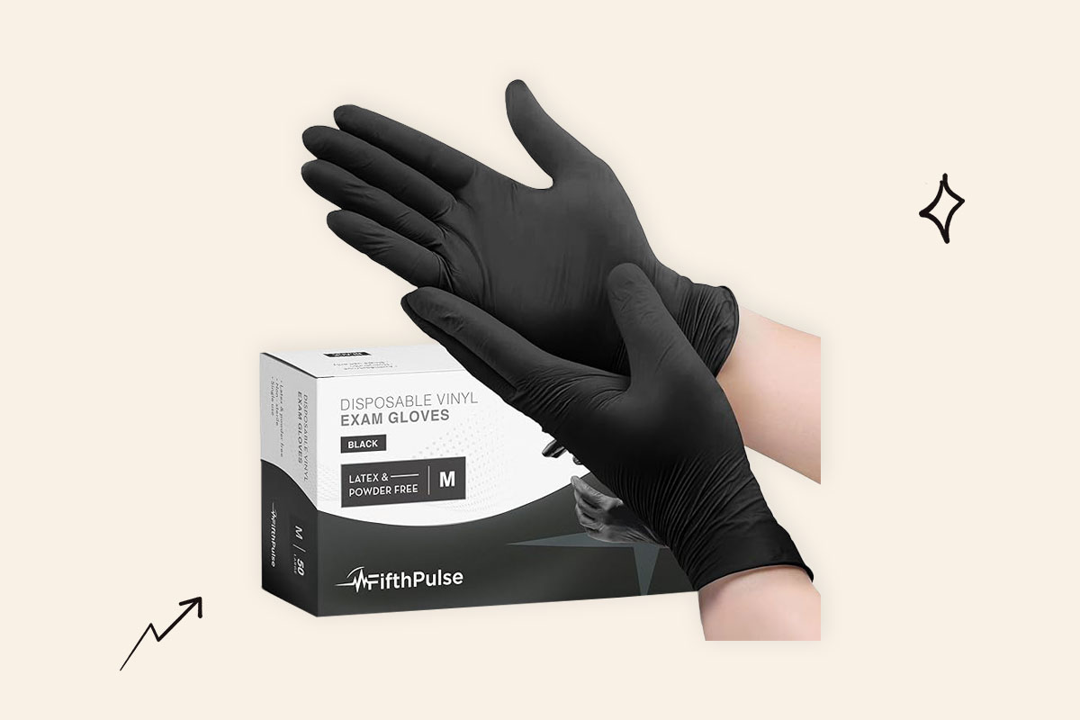 Image of black vinyl gloves