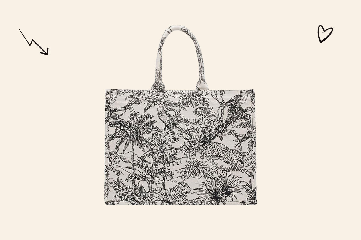 An image of the floral linen tote bag