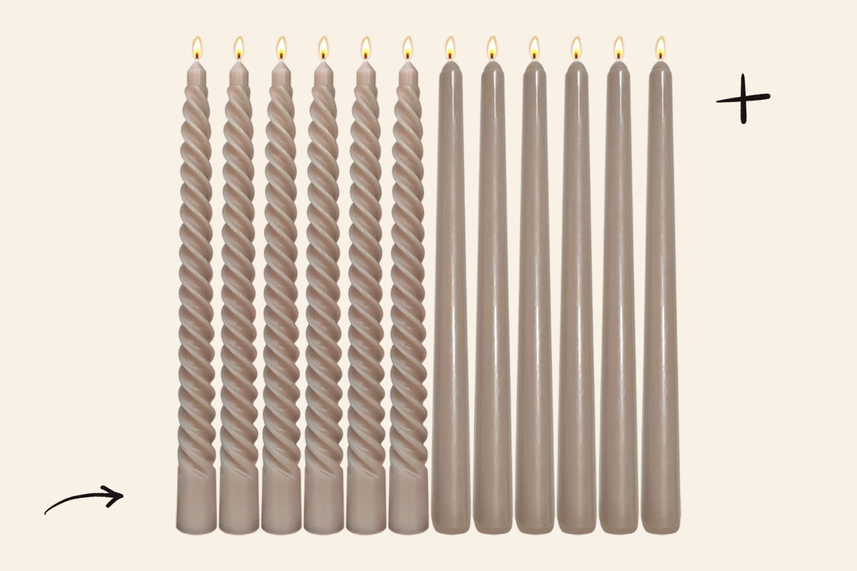 A photo of taper candle set