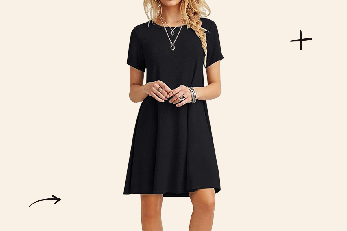 An image of the black flowy t-shirt dress