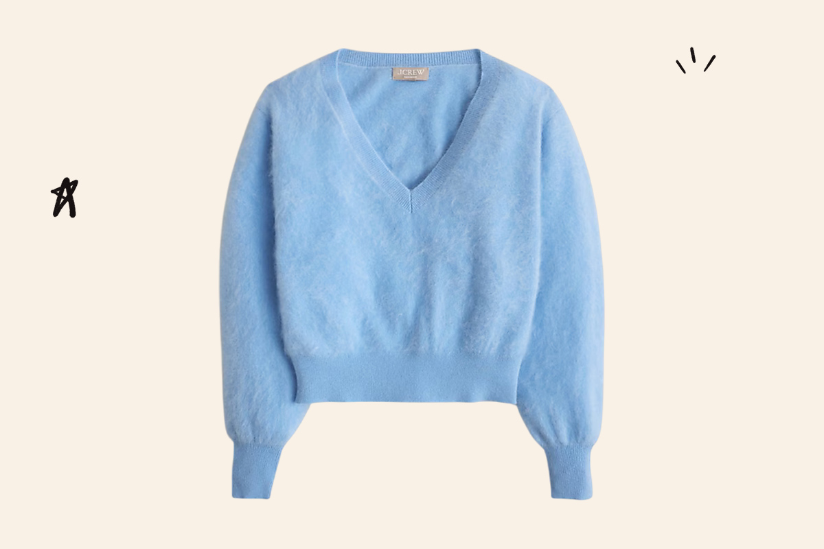 An image of the J.Crew brushed cashmere v-neck sweater