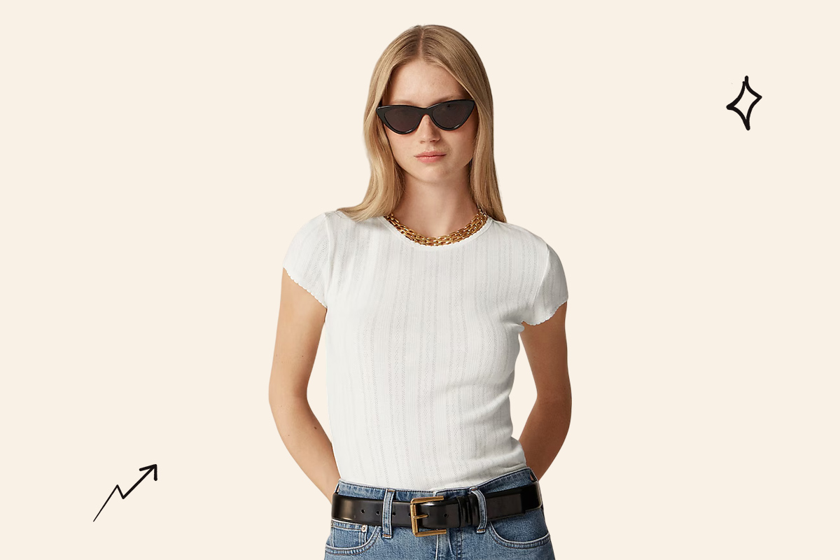 An image of the J.Crew Pointelle short sleeve shirt