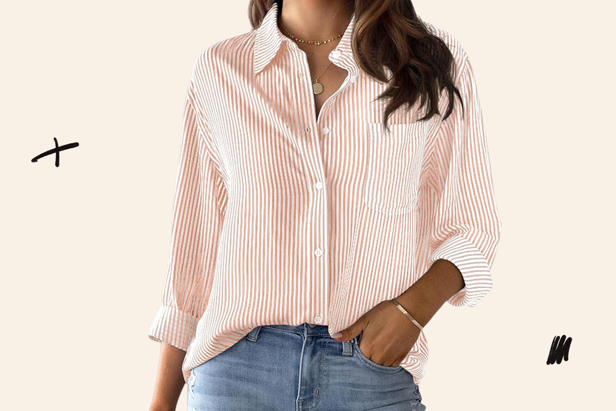 An image of the striped button down shirt