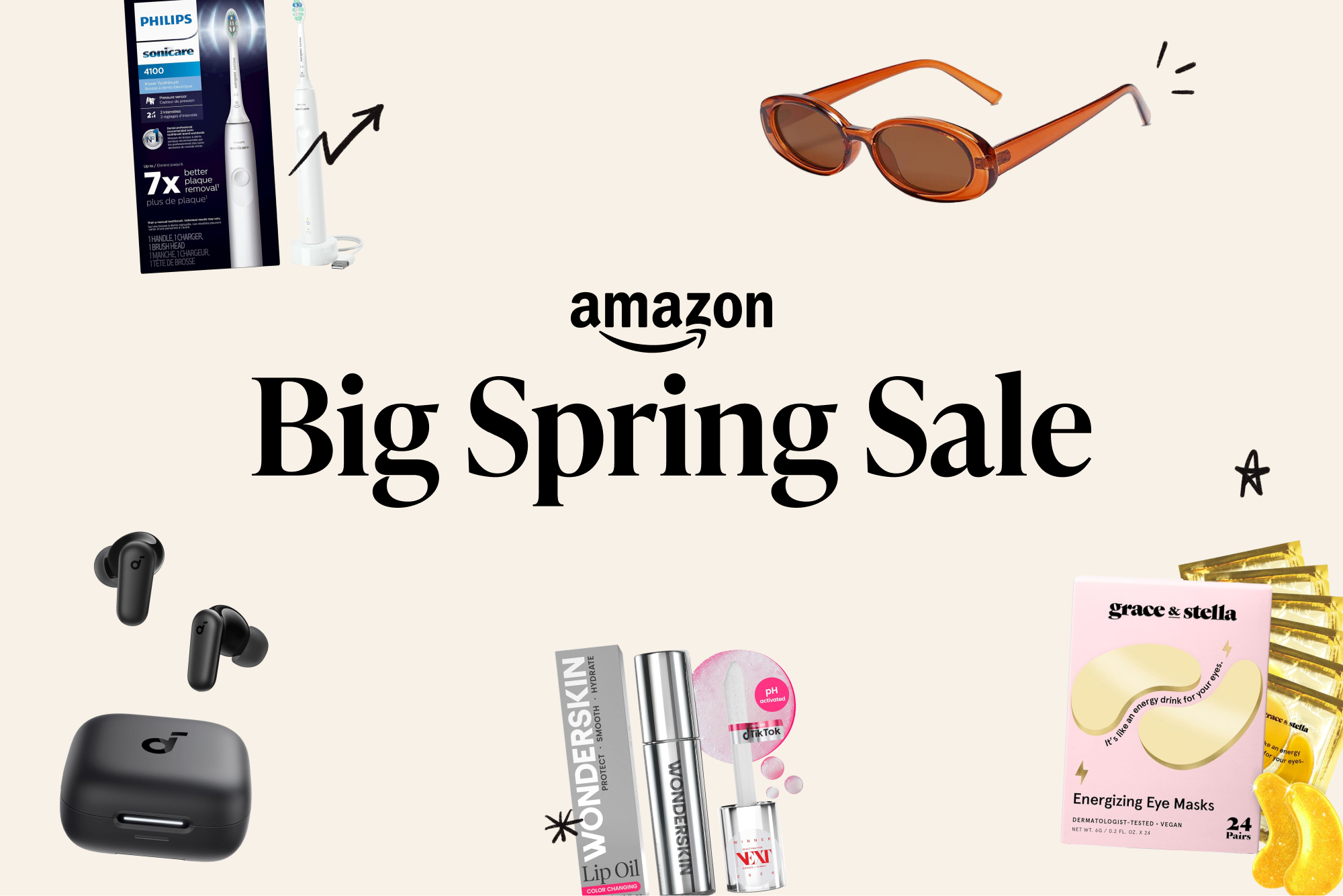 Product images around the words 