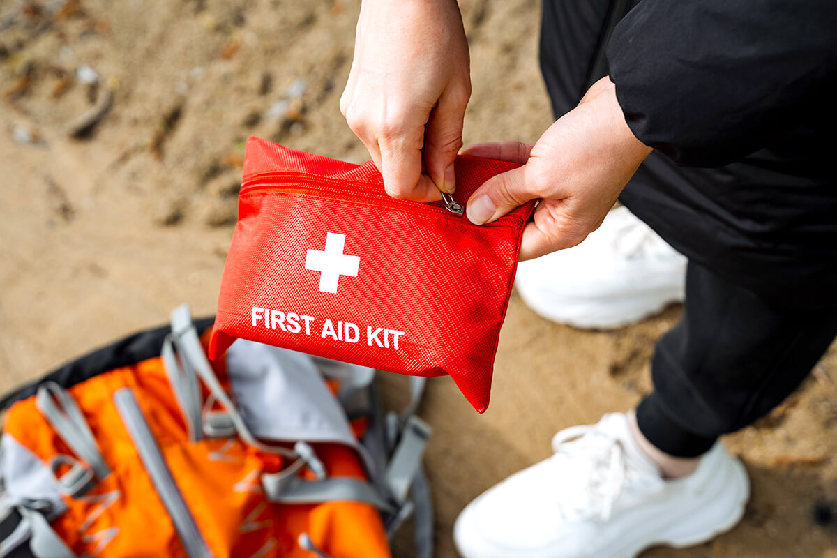 Red first aid kit bag 
