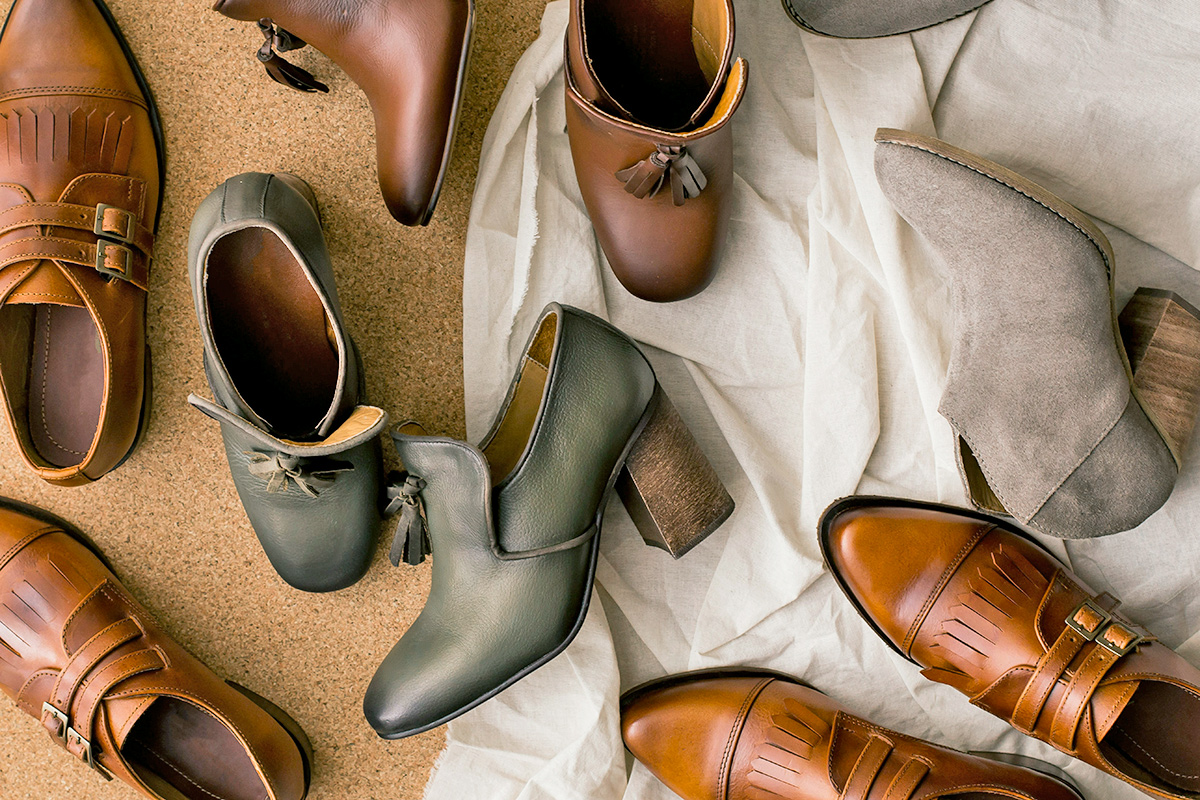Variety of leather shoes