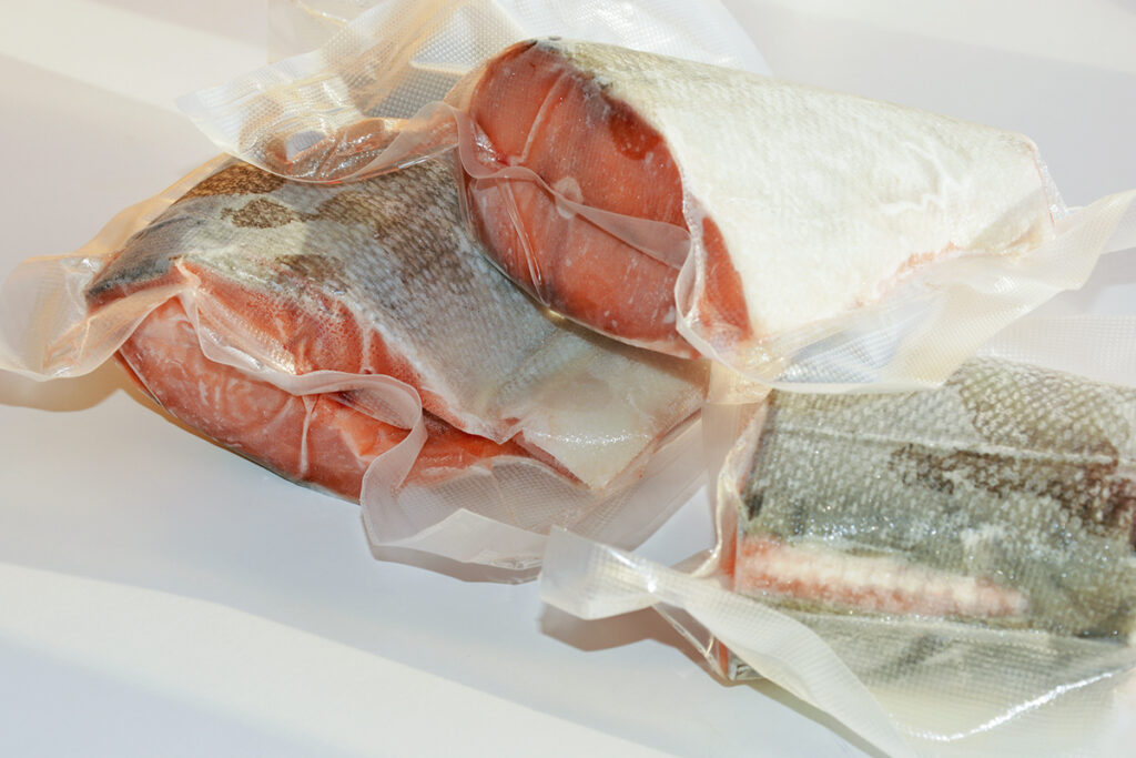 Vacuum-sealed fish