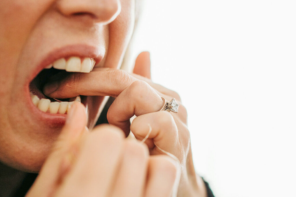 Person flossing