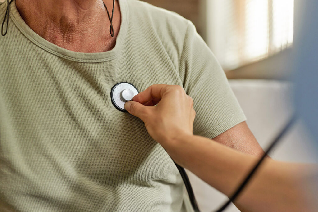 Stethoscope on chest