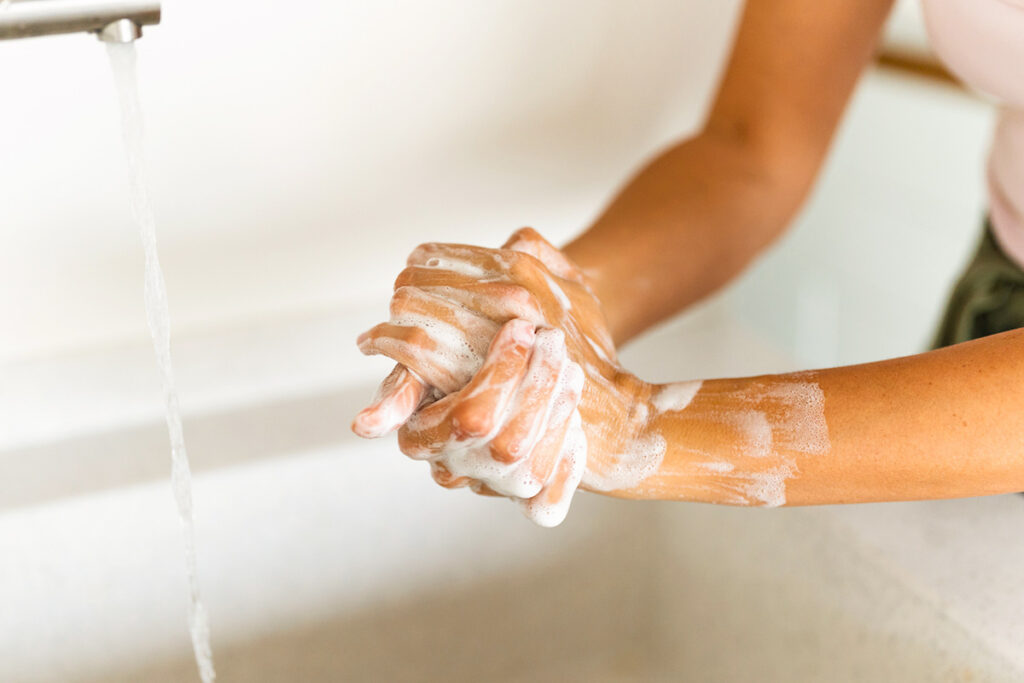 Person washing hands