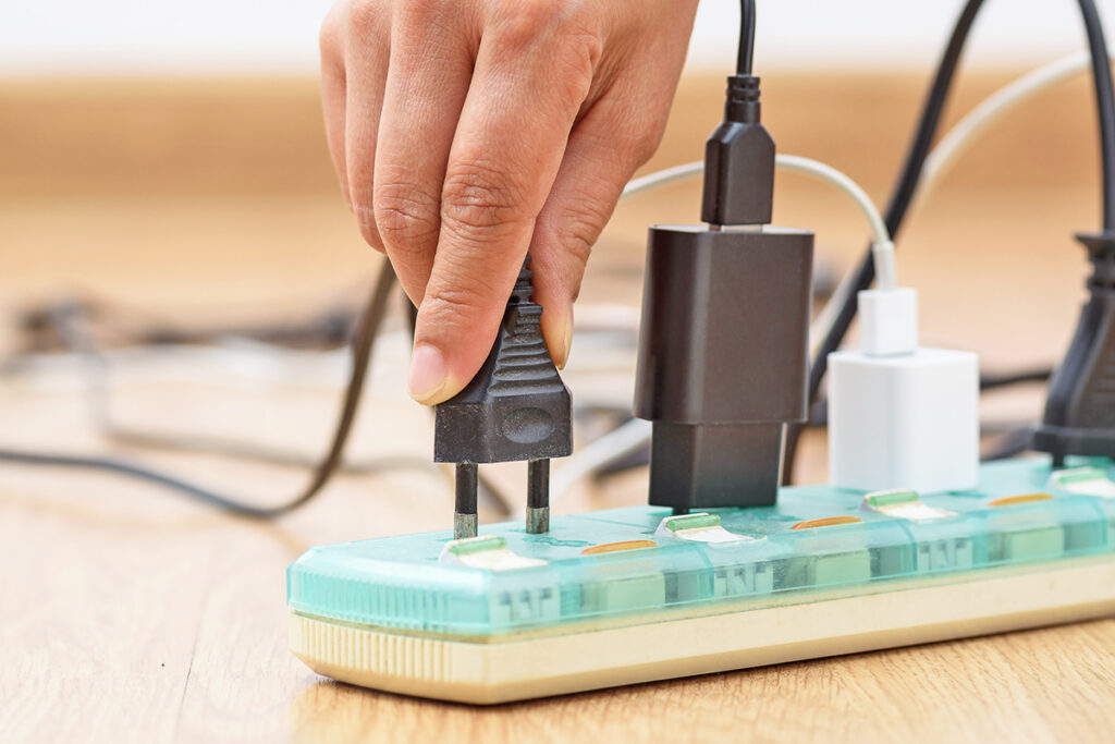 Plugging an item into a power strip