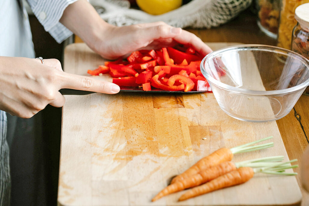 Chopping veggies