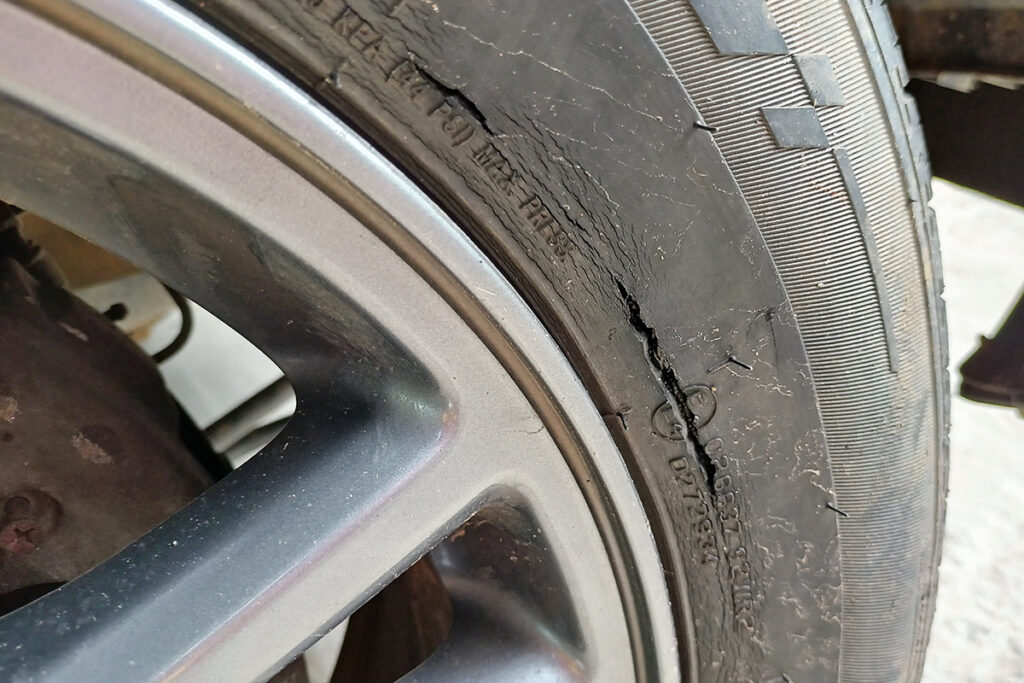 Cracks in a tire