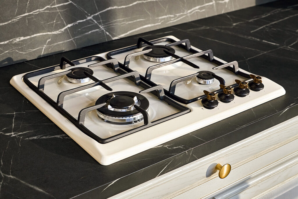 Burners on a gas stove