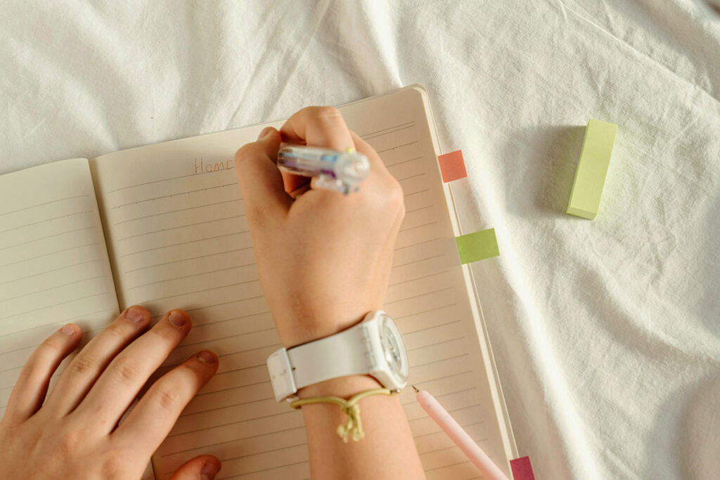Person making list