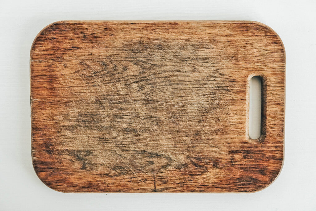 Scratched wooden cutting board