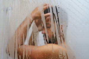 Man showering