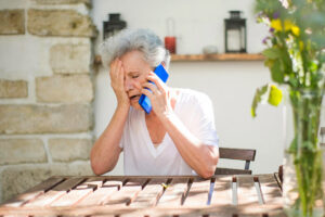 Woman upset on phone