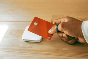 Person using credit card